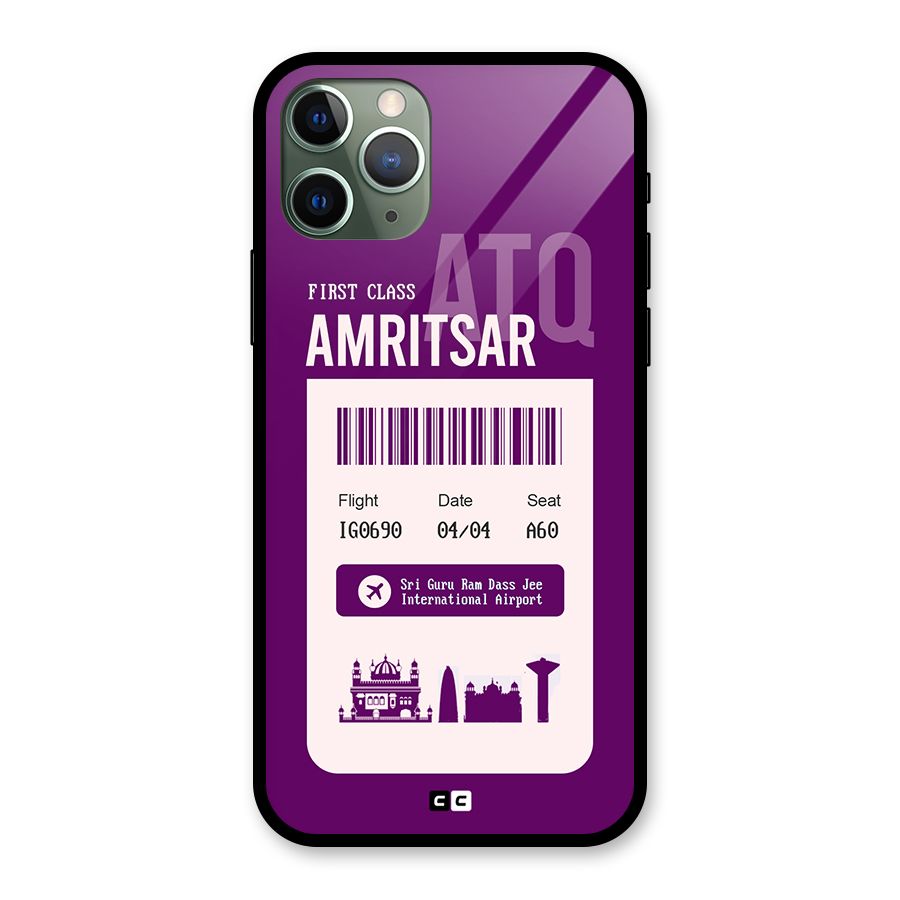 Amritsar Boarding Pass Glass Back Case for iPhone 11 Pro