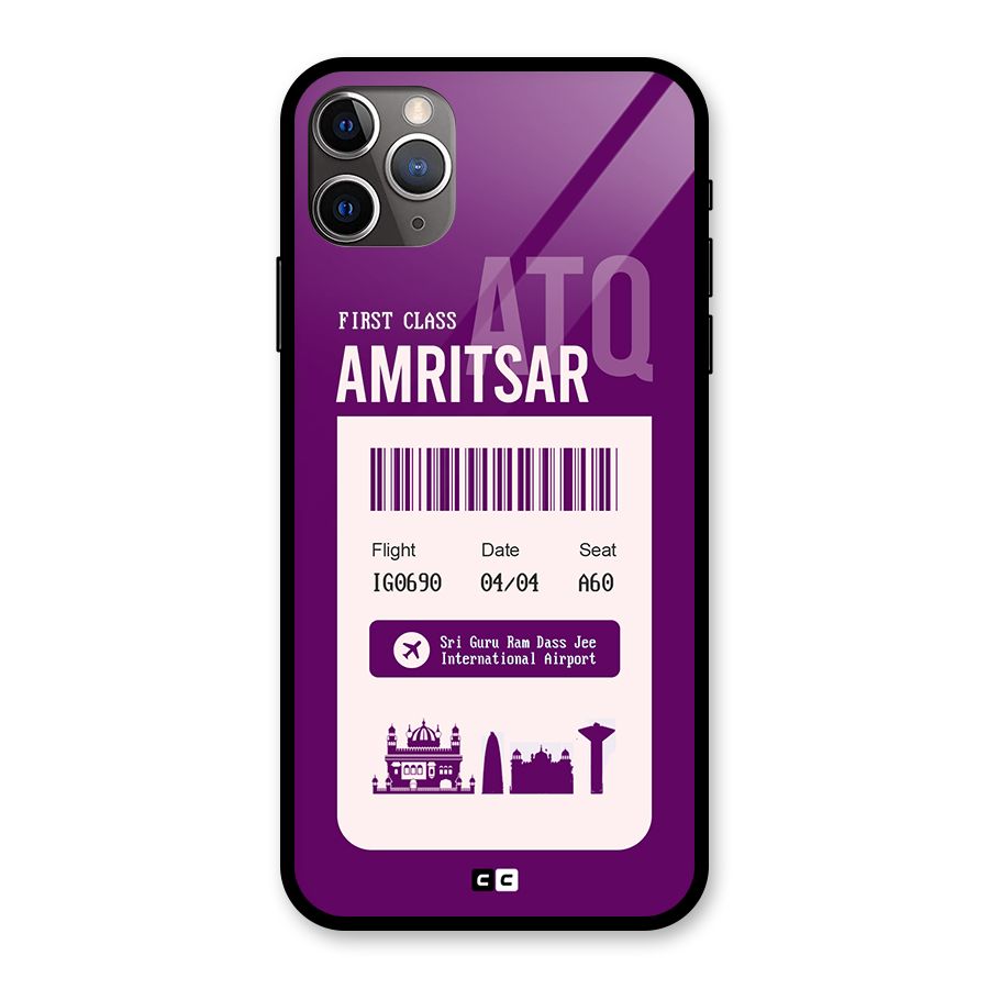 Amritsar Boarding Pass Glass Back Case for iPhone 11 Pro Max