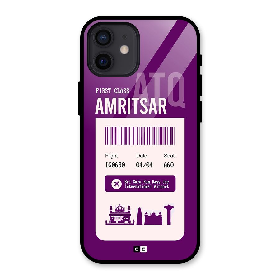 Amritsar Boarding Pass Glass Back Case for iPhone 12