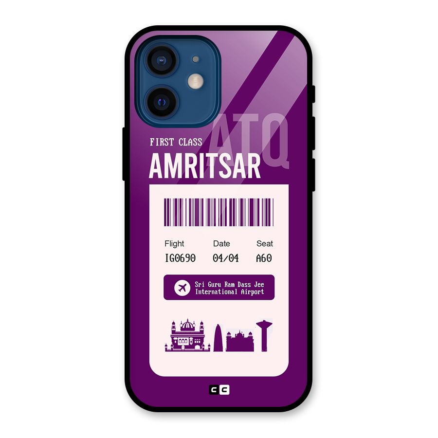 Amritsar Boarding Pass Glass Back Case for iPhone 12 Mini