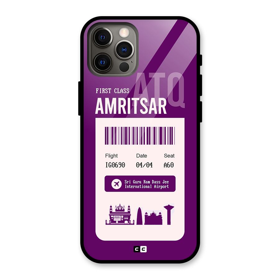 Amritsar Boarding Pass Glass Back Case for iPhone 12 Pro