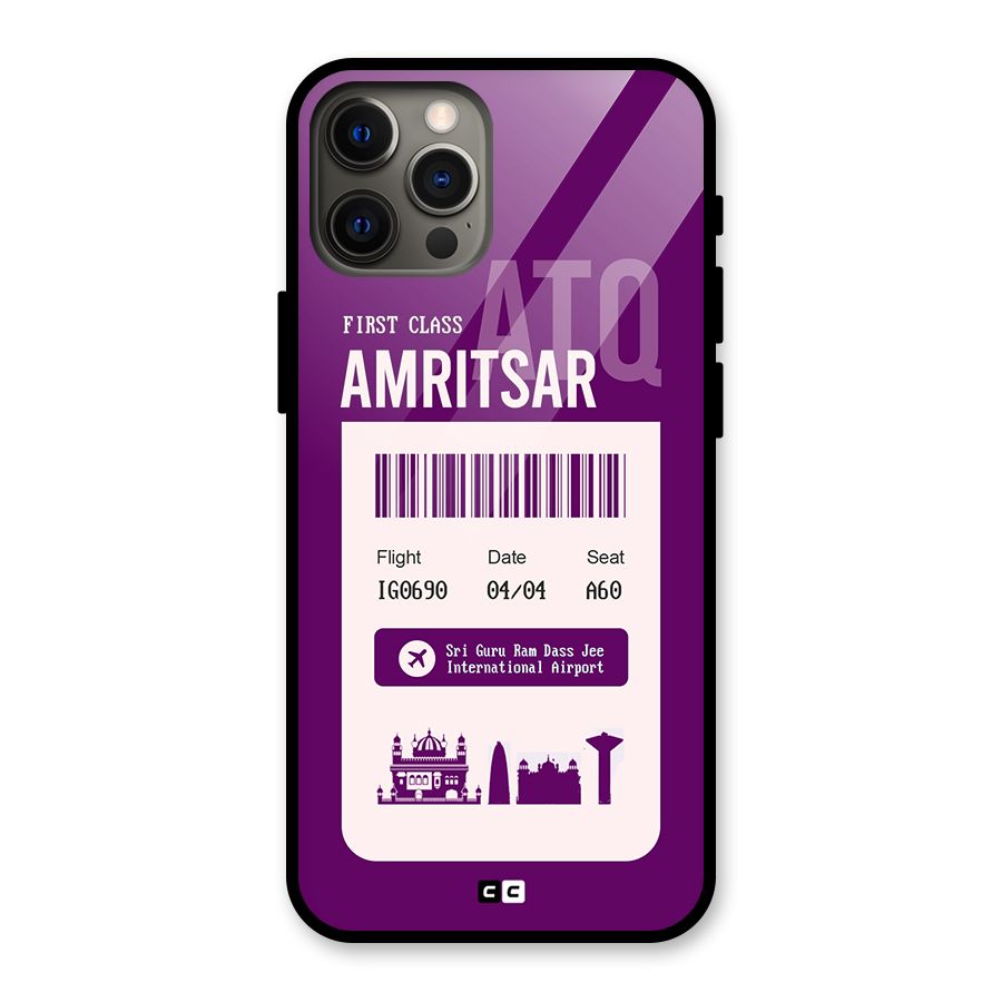 Amritsar Boarding Pass Glass Back Case for iPhone 12 Pro Max