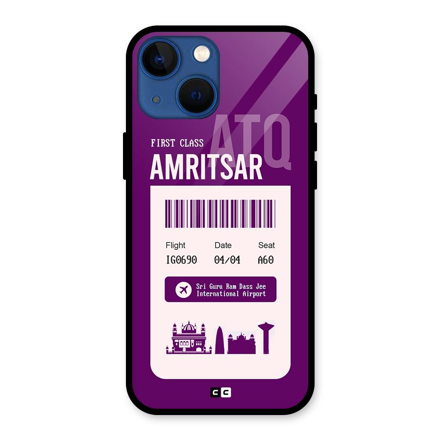 Amritsar Boarding Pass Glass Back Case for iPhone 13 Mini