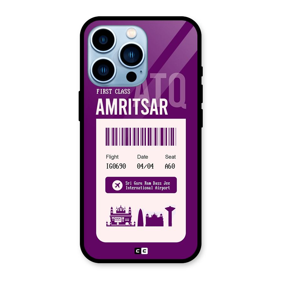Amritsar Boarding Pass Glass Back Case for iPhone 13 Pro