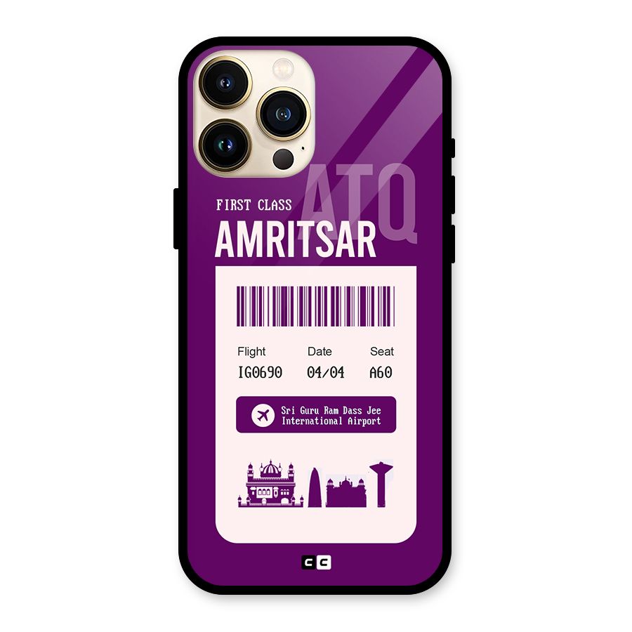 Amritsar Boarding Pass Glass Back Case for iPhone 13 Pro Max