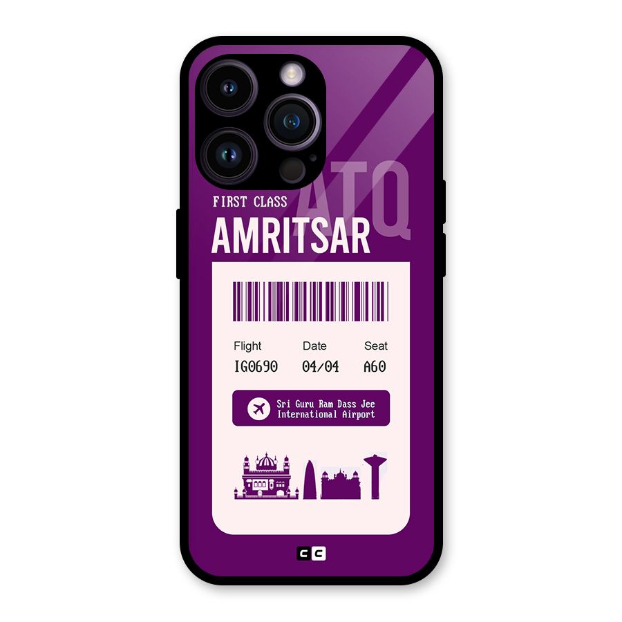 Amritsar Boarding Pass Glass Back Case for iPhone 14 Pro Max