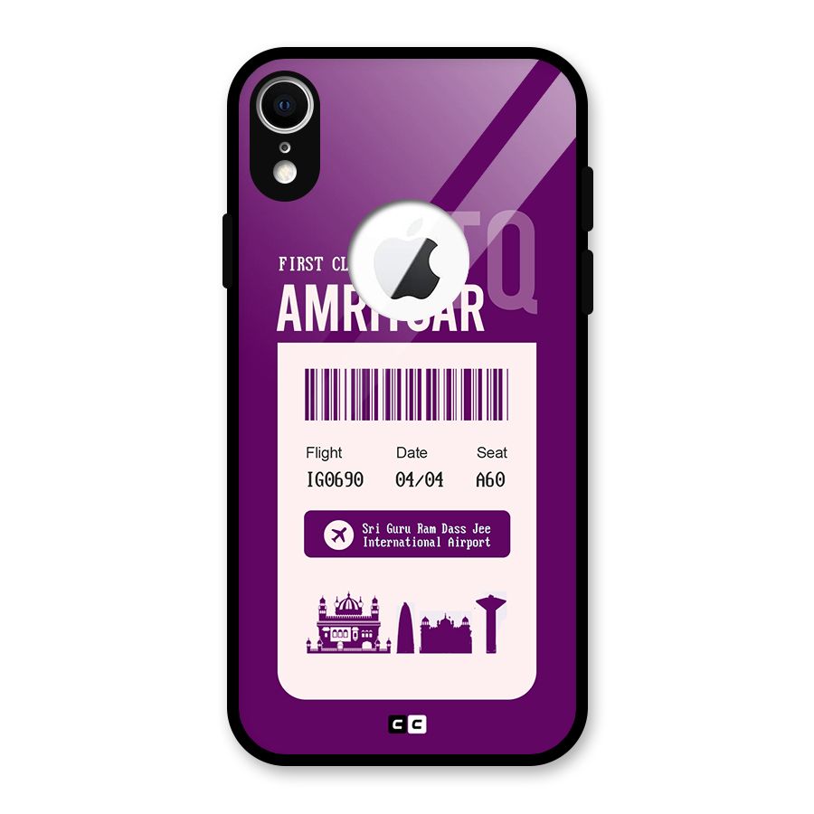 Amritsar Boarding Pass Glass Back Case for iPhone XR Logo Cut