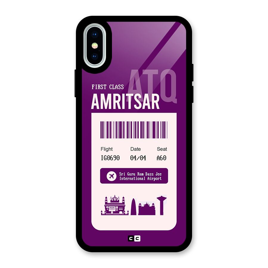 Amritsar Boarding Pass Glass Back Case for iPhone XS