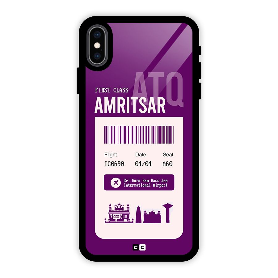 Amritsar Boarding Pass Glass Back Case for iPhone XS Max