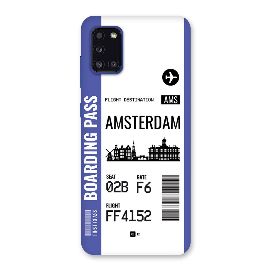 Amsterdam Boarding Pass Back Case for Galaxy A31