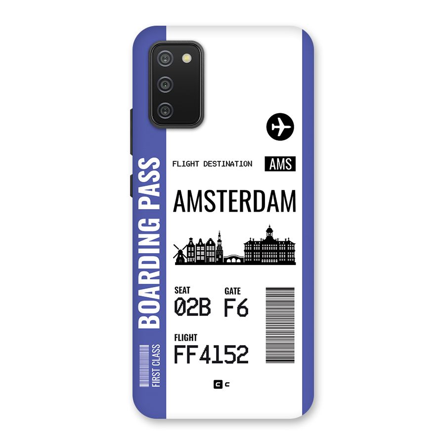 Amsterdam Boarding Pass Back Case for Galaxy F02s