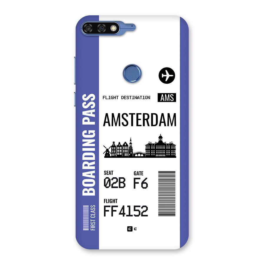 Amsterdam Boarding Pass Back Case for Honor 7C