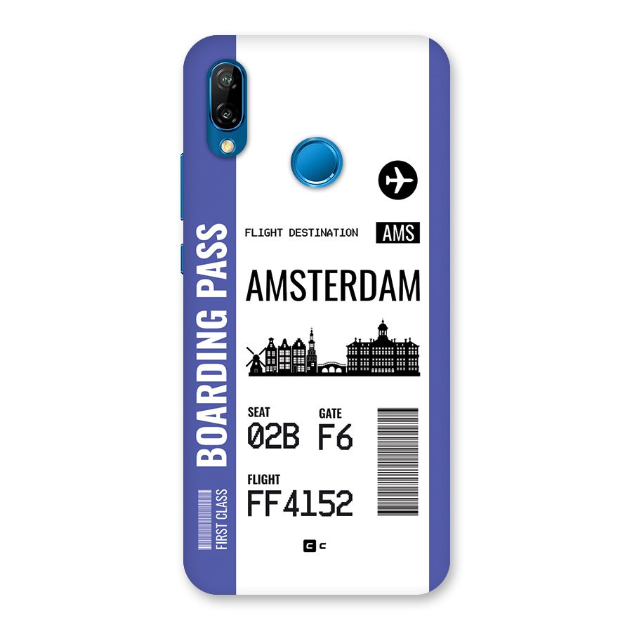 Amsterdam Boarding Pass Back Case for Huawei P20 Lite