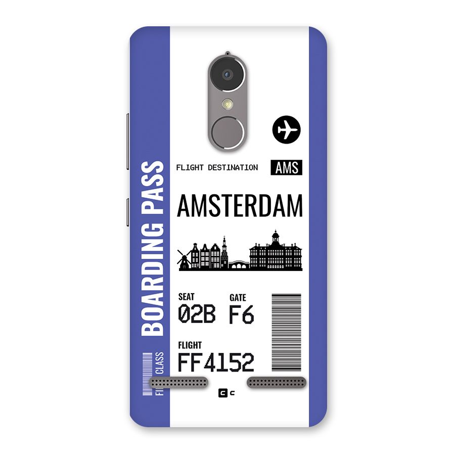 Amsterdam Boarding Pass Back Case for Lenovo K6 Power