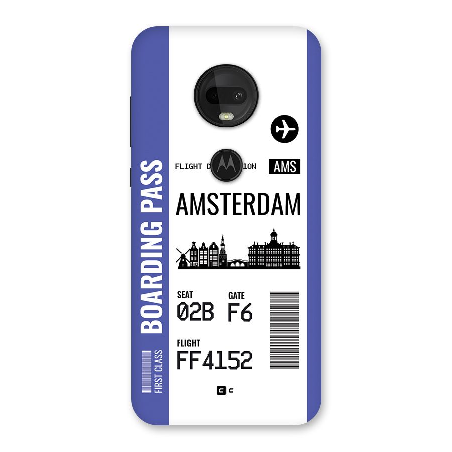 Amsterdam Boarding Pass Back Case for Moto G7