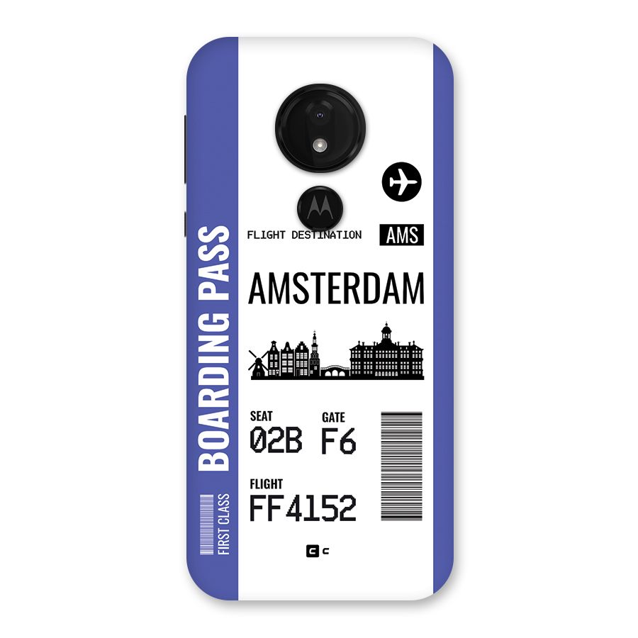 Amsterdam Boarding Pass Back Case for Moto G7 Power