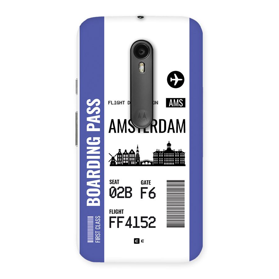 Amsterdam Boarding Pass Back Case for Moto G Turbo