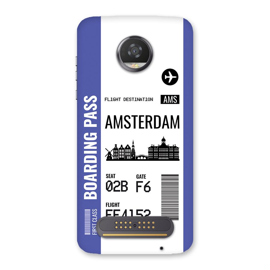 Amsterdam Boarding Pass Back Case for Moto Z2 Play