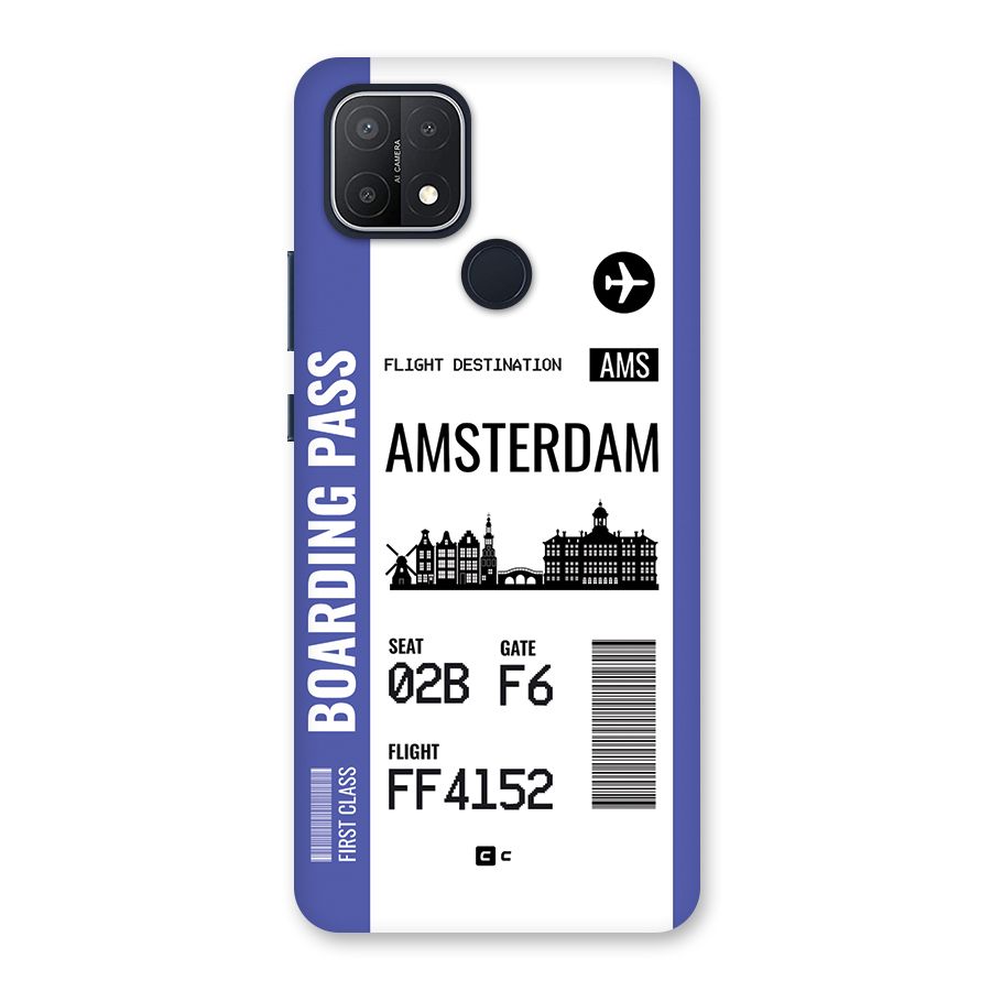 Amsterdam Boarding Pass Back Case for Oppo A15