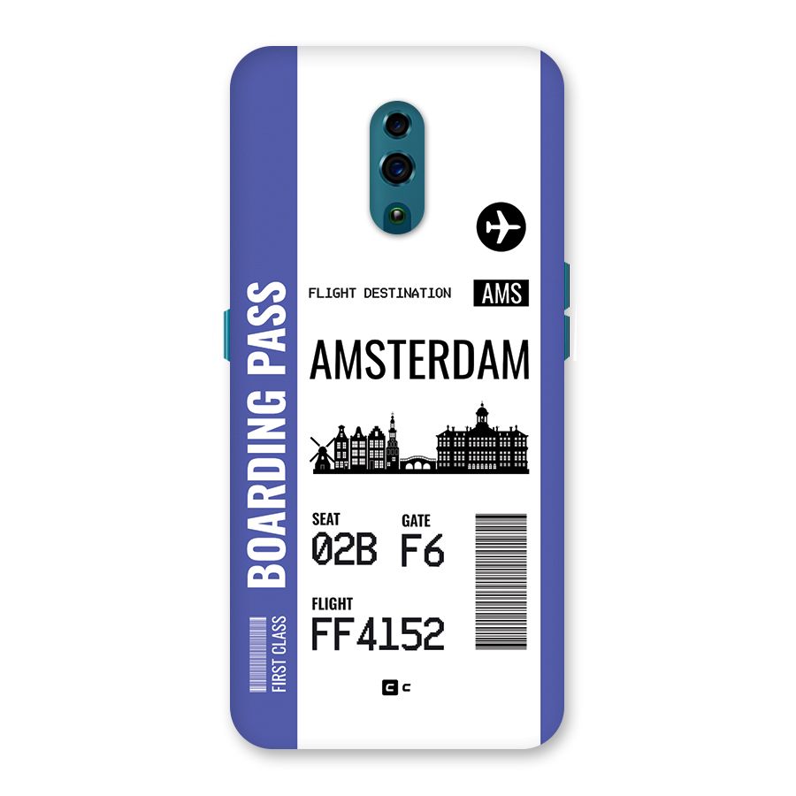 Amsterdam Boarding Pass Back Case for Oppo Reno