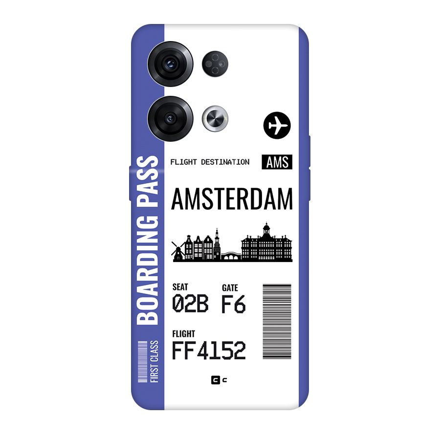Amsterdam Boarding Pass Back Case for Oppo Reno8 Pro 5G