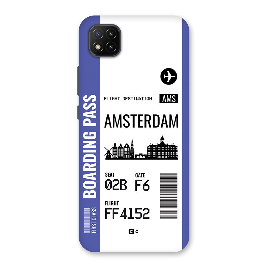 Amsterdam Boarding Pass Back Case for Poco C3