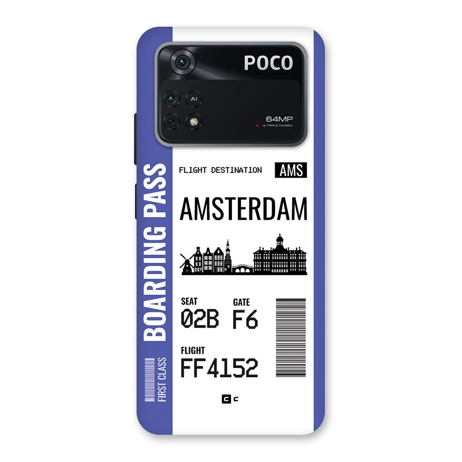 Amsterdam Boarding Pass Back Case for Poco M4 Pro 4G