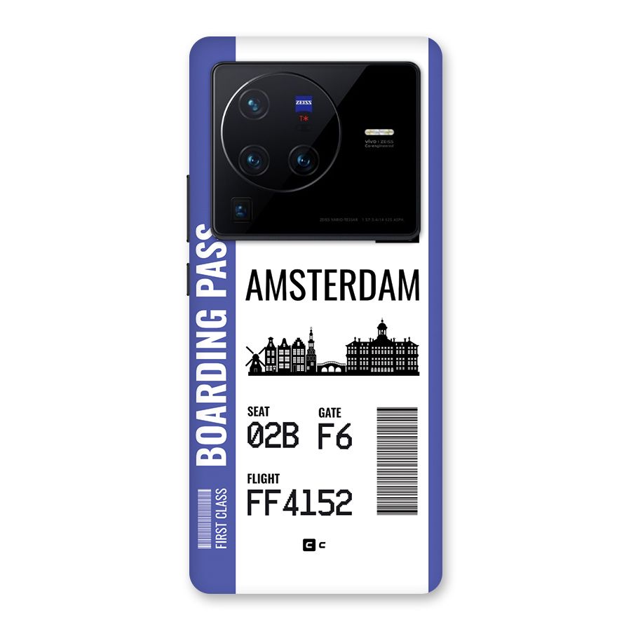 Amsterdam Boarding Pass Back Case for Vivo X80 Pro