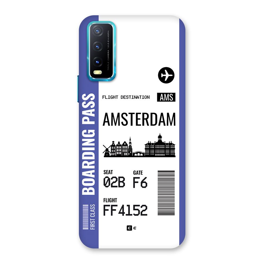 Amsterdam Boarding Pass Back Case for Vivo Y20G