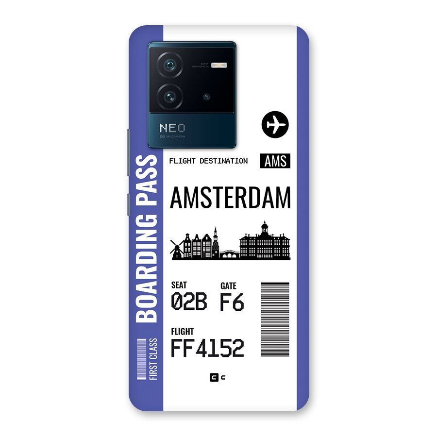 Amsterdam Boarding Pass Back Case for Vivo iQOO Neo 6 5G