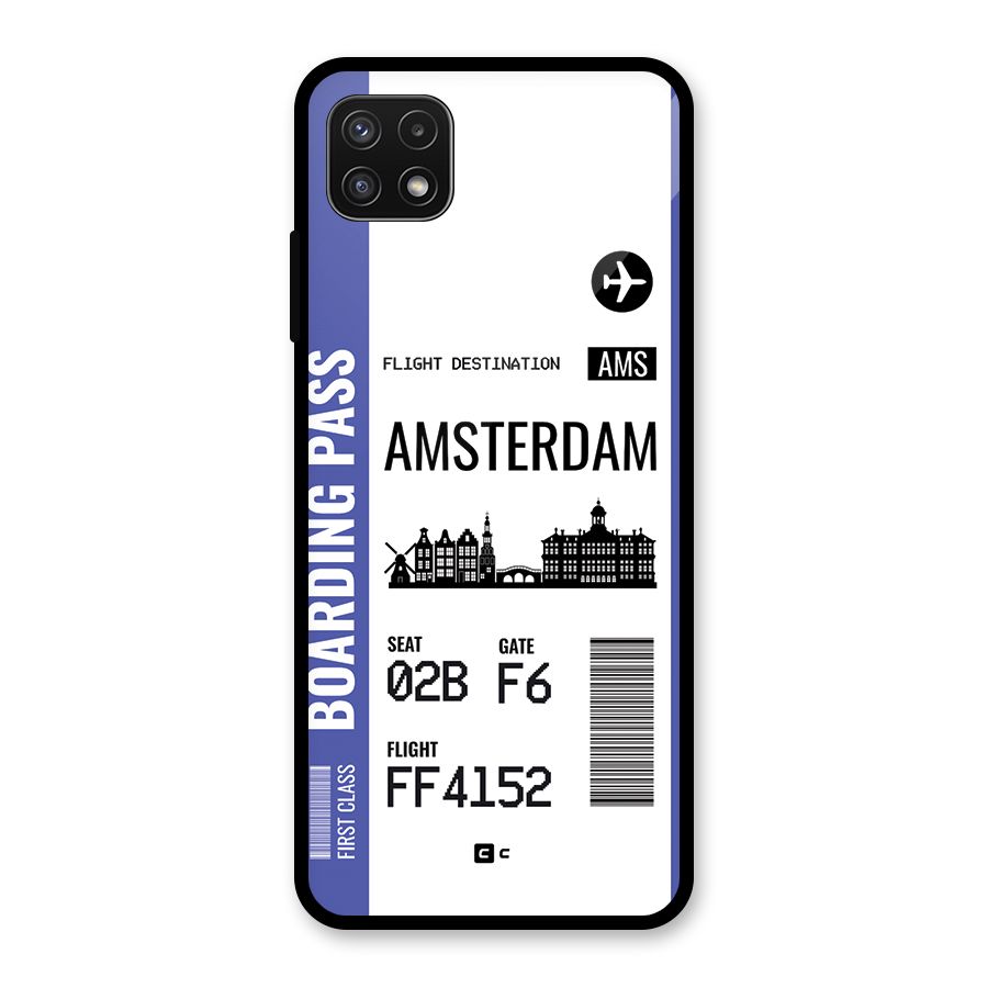 Amsterdam Boarding Pass Glass Back Case for Galaxy A22 5G