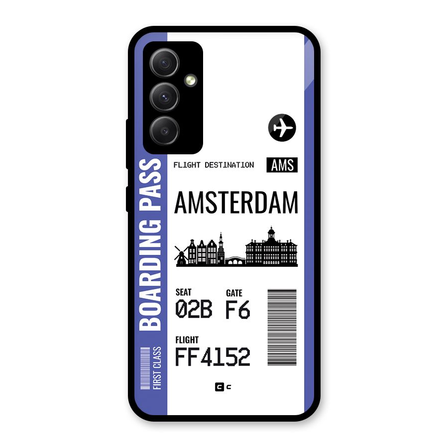 Amsterdam Boarding Pass Glass Back Case for Galaxy A34
