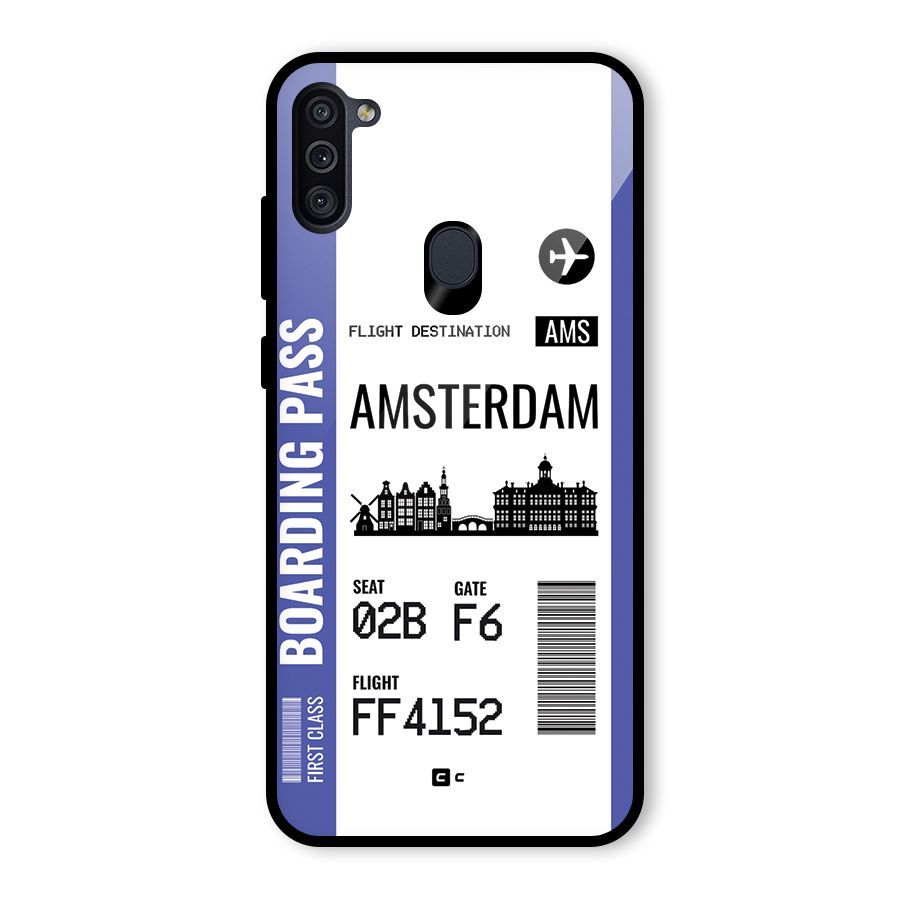 Amsterdam Boarding Pass Glass Back Case for Galaxy M11