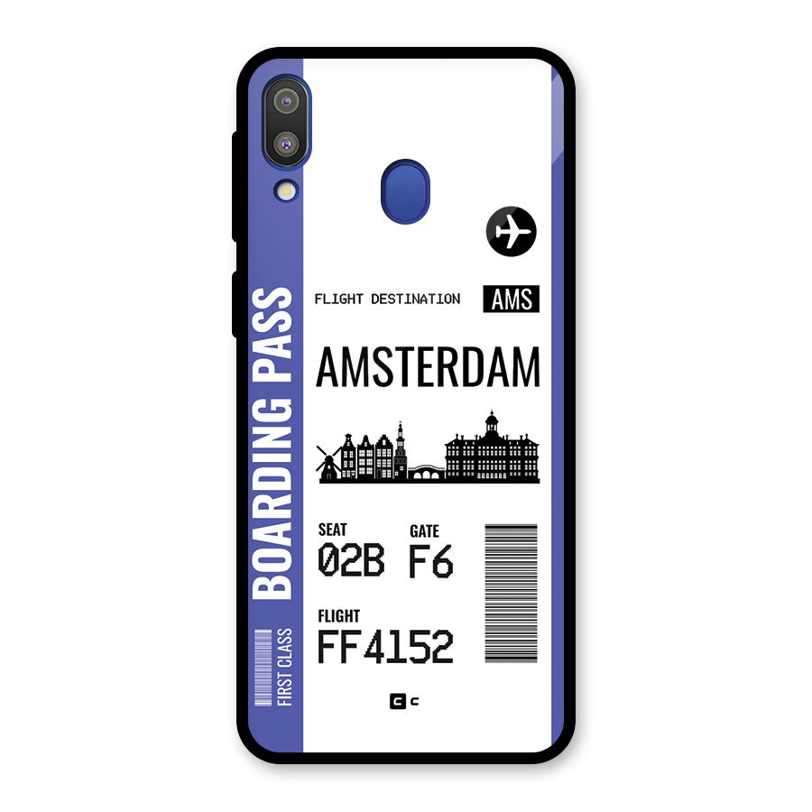 Amsterdam Boarding Pass Glass Back Case for Galaxy M20
