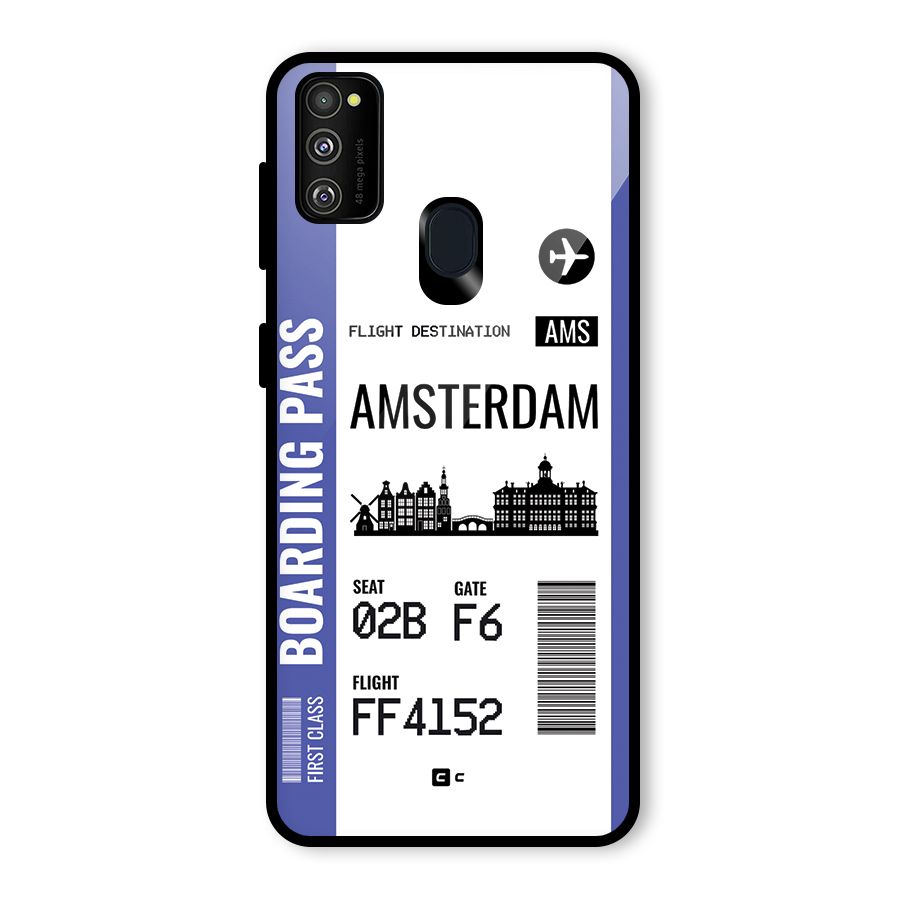 Amsterdam Boarding Pass Glass Back Case for Galaxy M30s