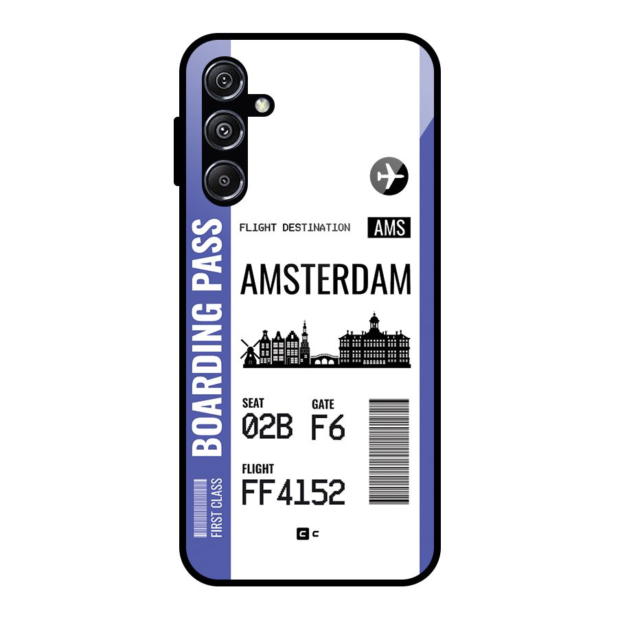 Amsterdam Boarding Pass Glass Back Case for Galaxy M34 5G