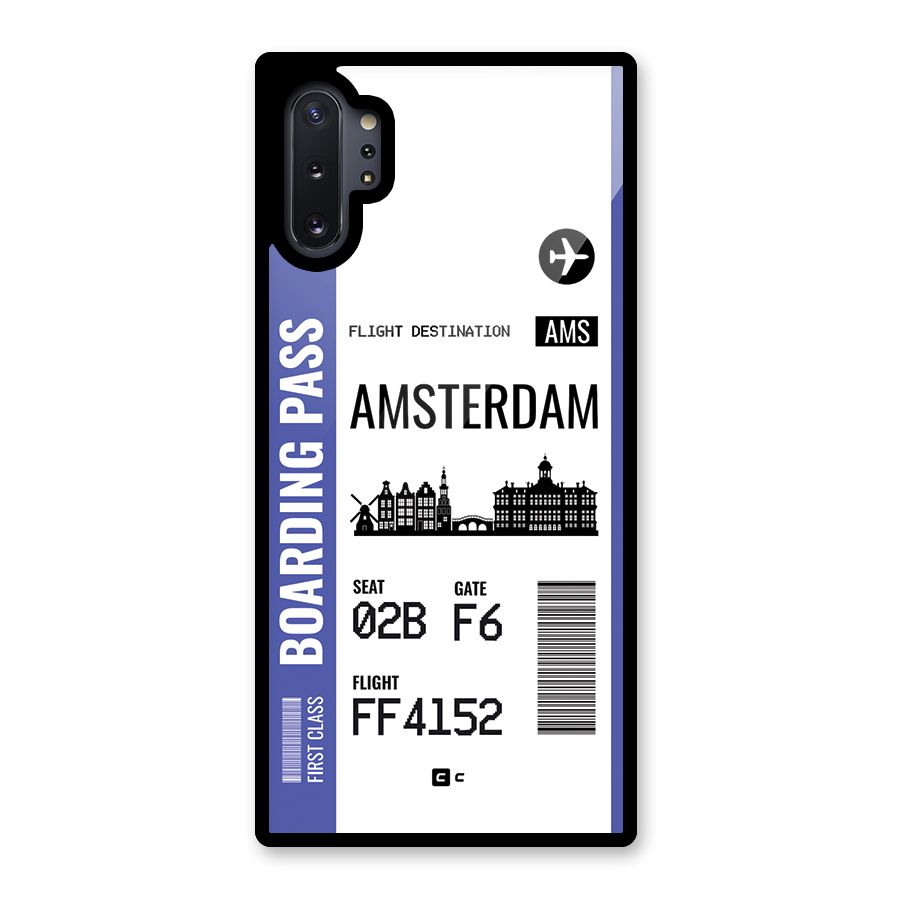 Amsterdam Boarding Pass Glass Back Case for Galaxy Note 10 Plus