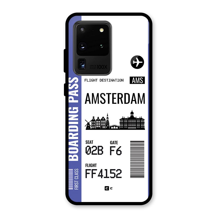 Amsterdam Boarding Pass Glass Back Case for Galaxy S20 Ultra