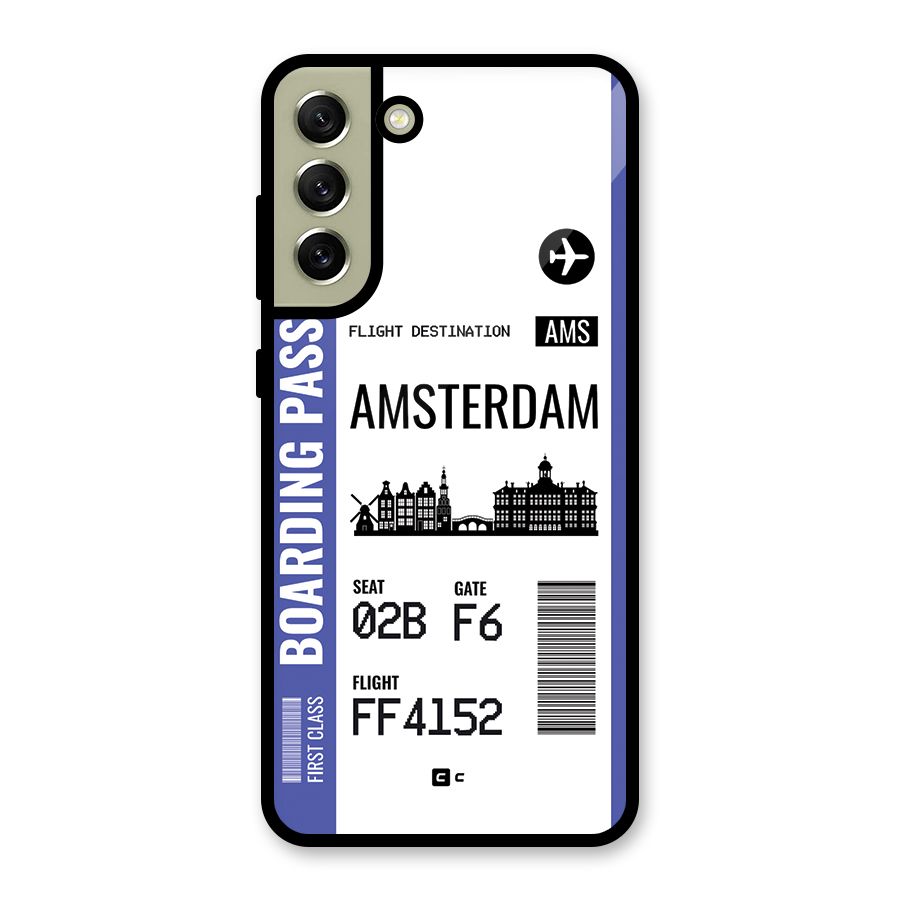 Amsterdam Boarding Pass Glass Back Case for Galaxy S21 FE 5G