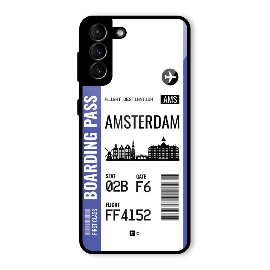 Amsterdam Boarding Pass Glass Back Case for Galaxy S21 Plus