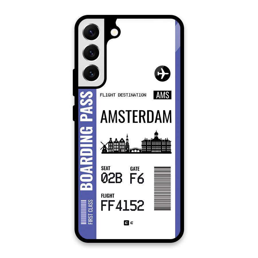 Amsterdam Boarding Pass Glass Back Case for Galaxy S22 Plus 5G