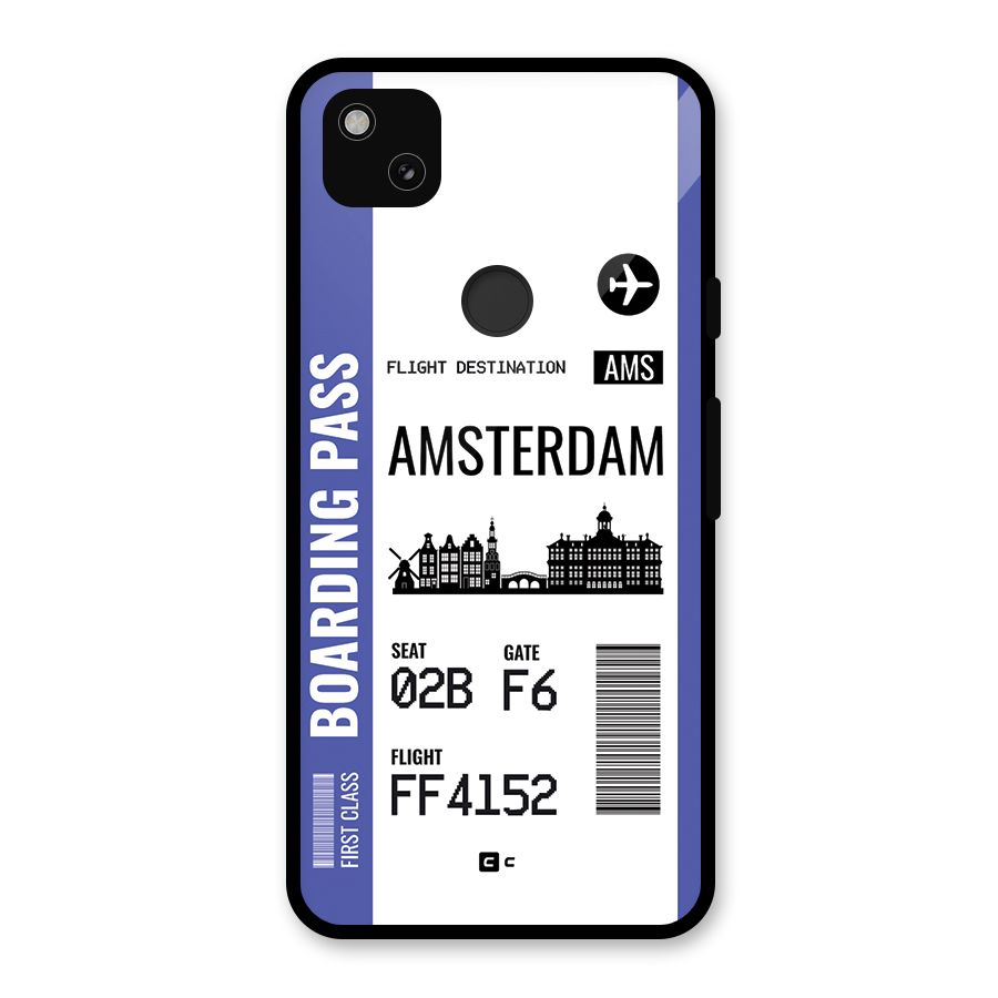 Amsterdam Boarding Pass Glass Back Case for Google Pixel 4a