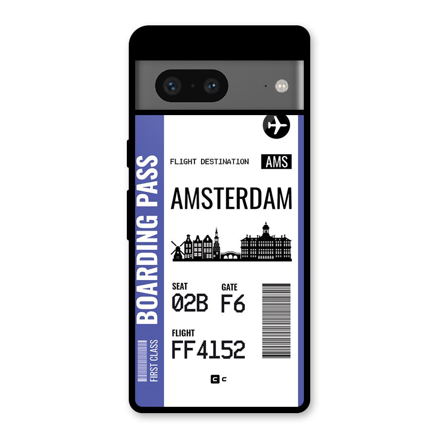Amsterdam Boarding Pass Glass Back Case for Google Pixel 7
