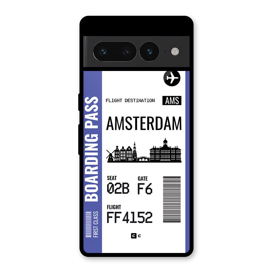 Amsterdam Boarding Pass Glass Back Case for Google Pixel 7 Pro