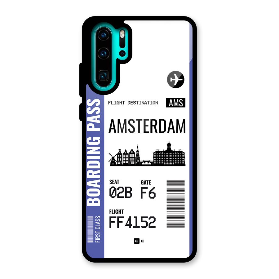 Amsterdam Boarding Pass Glass Back Case for Huawei P30 Pro
