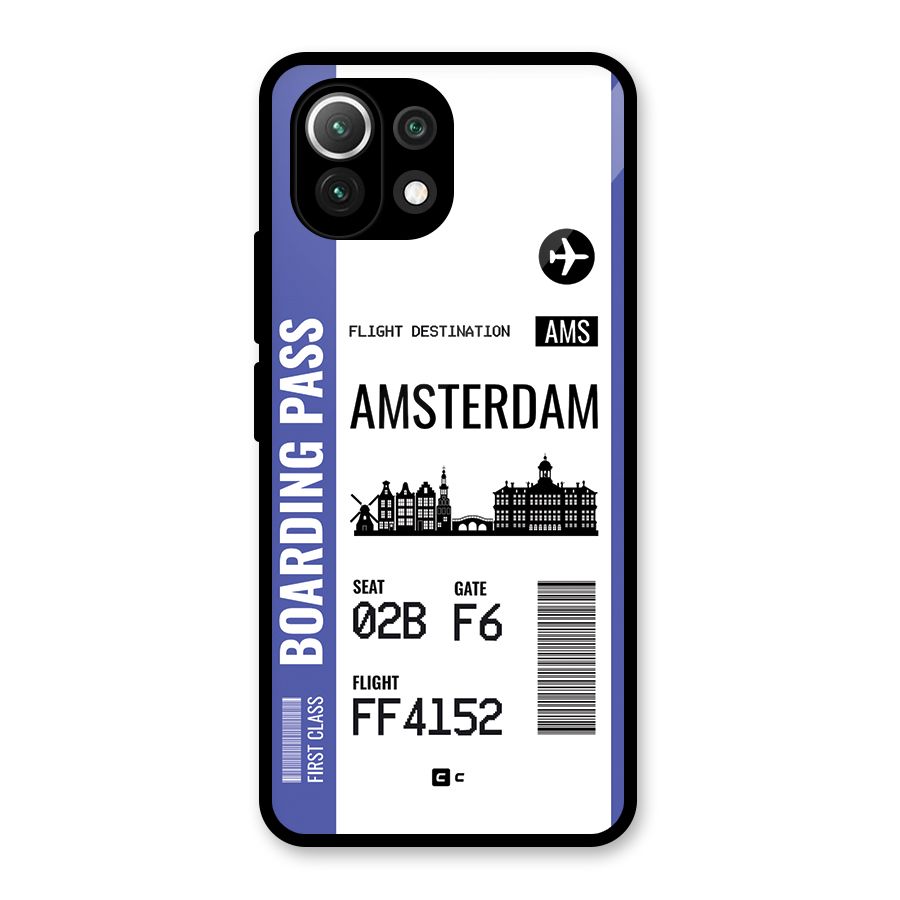 Amsterdam Boarding Pass Glass Back Case for Mi 11 Lite