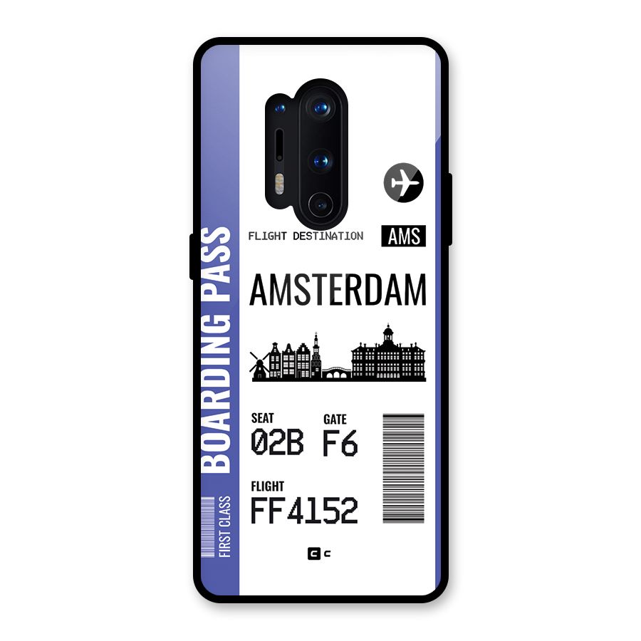 Amsterdam Boarding Pass Glass Back Case for OnePlus 8 Pro