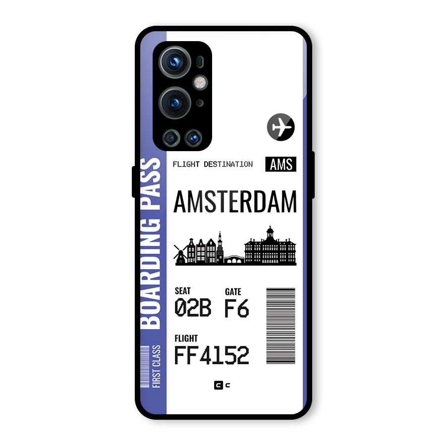 Amsterdam Boarding Pass Glass Back Case for OnePlus 9 Pro