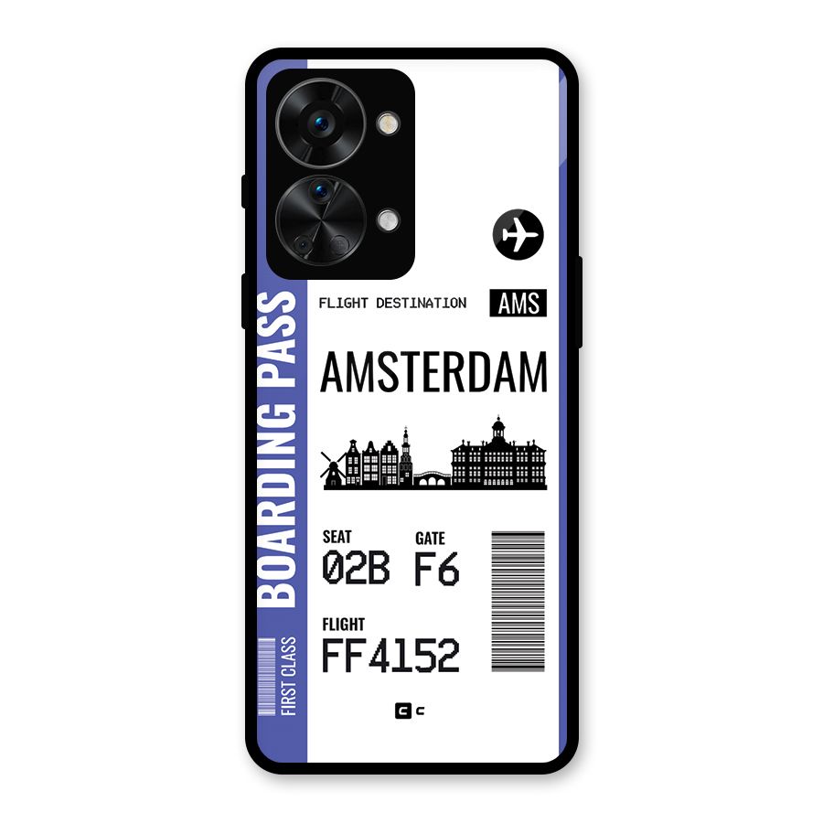 Amsterdam Boarding Pass Glass Back Case for OnePlus Nord 2T