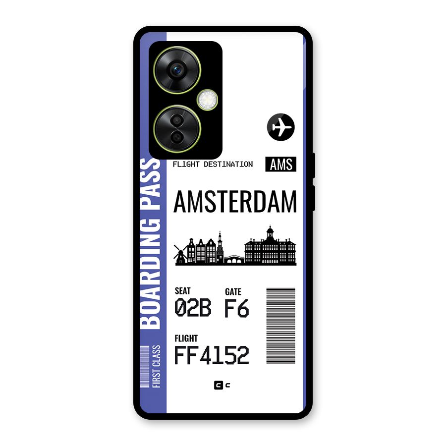 Amsterdam Boarding Pass Glass Back Case for OnePlus Nord CE 3 Lite